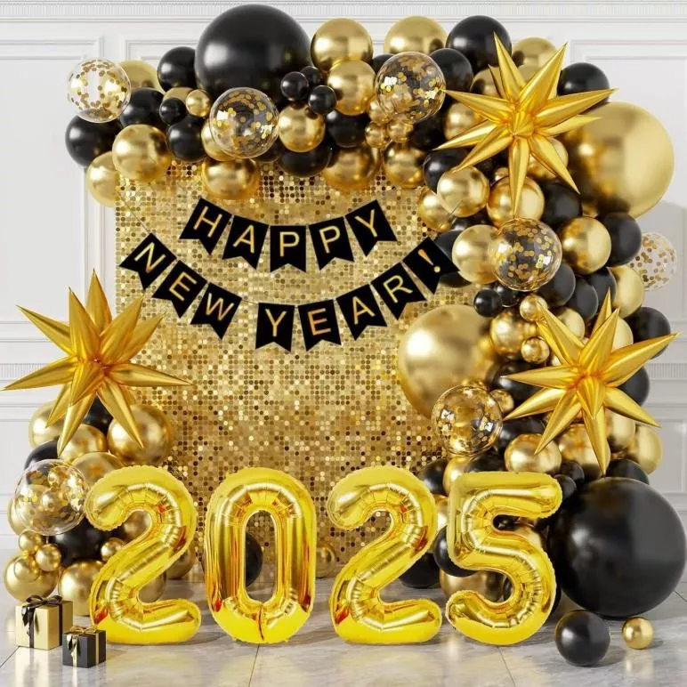 Black Gold Latex Balloon Set