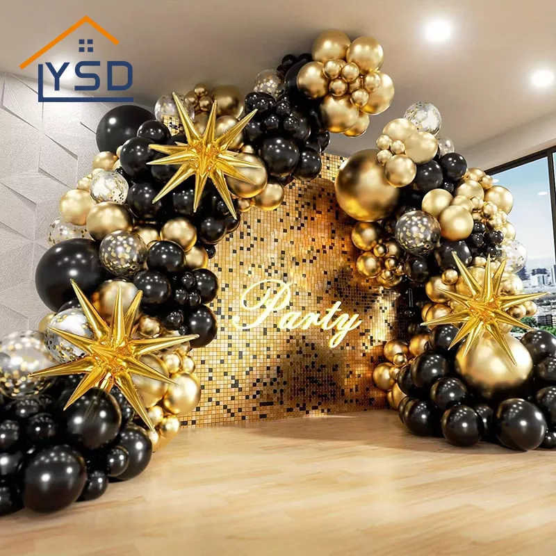Black Gold Latex Balloon Set